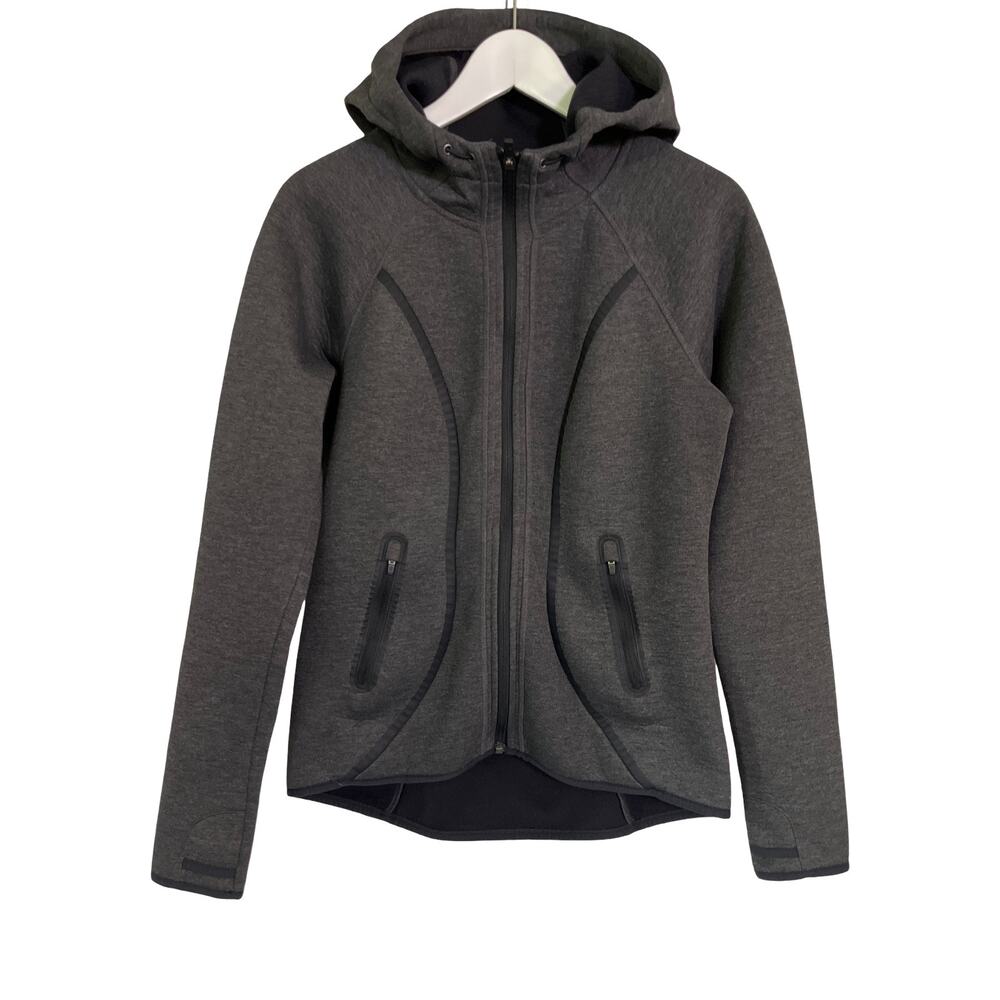 Athleta Gray Hooded Zip Up Performance Jacket Womens Size M Athletic